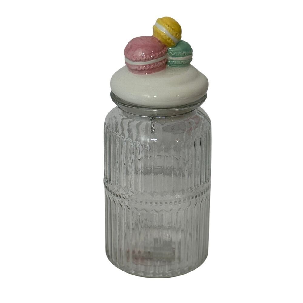 Vintage Glass Jar Ceramic Lid Macaron Kitchen Canister